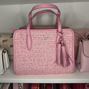 Kate Spade Pink Woven Satchel with Tassel Detail